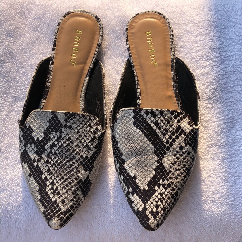 Snake print mules size 6